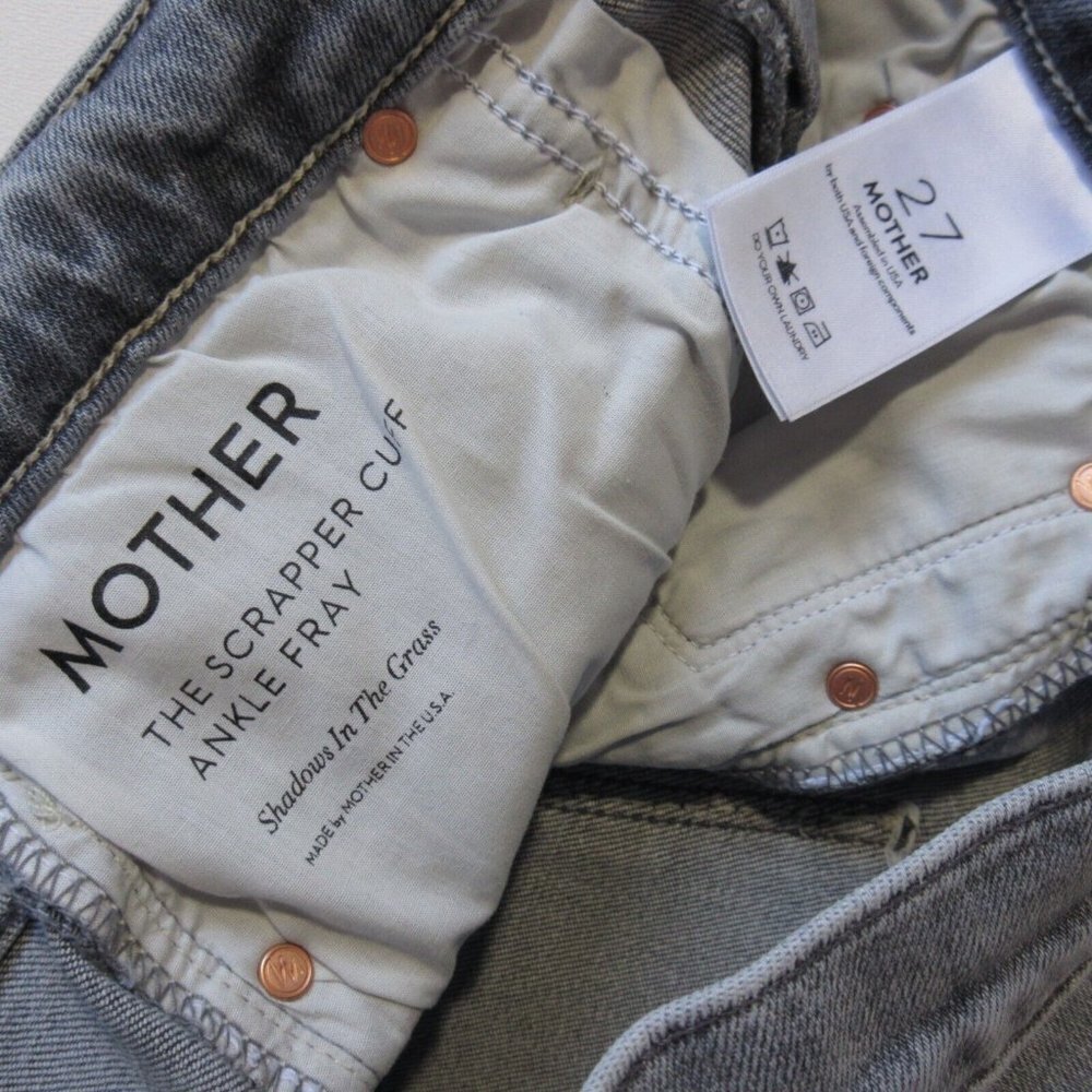 NWT Mother Scrapper Cuff Ankle Fray in Shadows in the Grass Gray Crop Jeans 27 - Picture 4 of 5